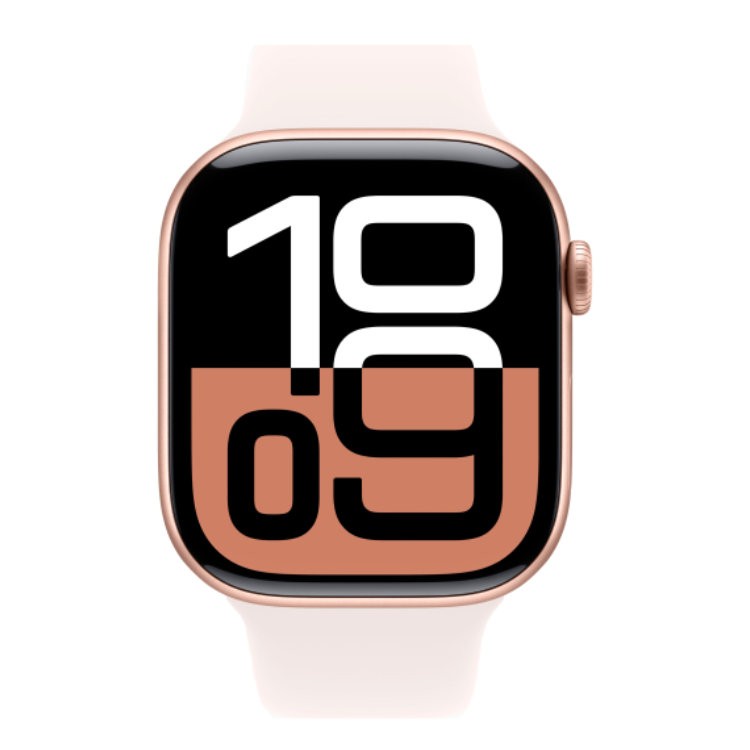 Apple Watch Series 10, 42 мм, Умные часы Корпус из алюминия цвета «Розовое золото», спортивный ремешок цвета «Румянец»