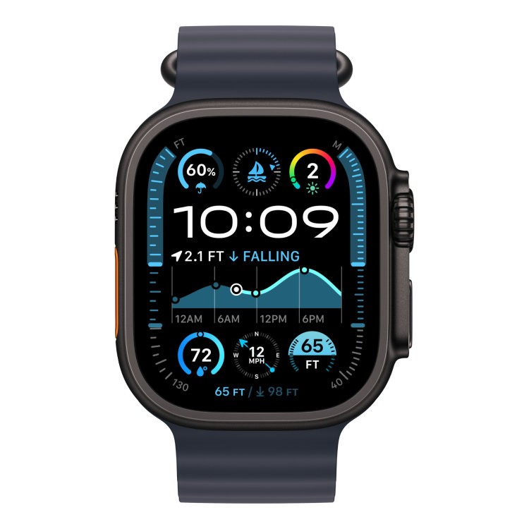 Apple Watch Ultra 2, 49 мм, GPS + Cellular, корпус из черного титана, ремешок Ocean Navy темно-синего цвета